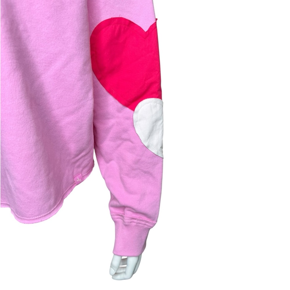 JoyLab Valentine’s Patchwork Hearts Sweatshirt S Cropped Pullover Crew Pink NWT - Picture 5 of 9